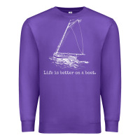 Purple Life Is Better On A Boat Sailboat Sketch Cool Sailing Gifts Premium Sweatshirt - minhPixels