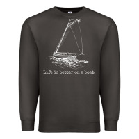 Smoke Life Is Better On A Boat Sailboat Sketch Cool Sailing Gifts Premium Sweatshirt - minhPixels