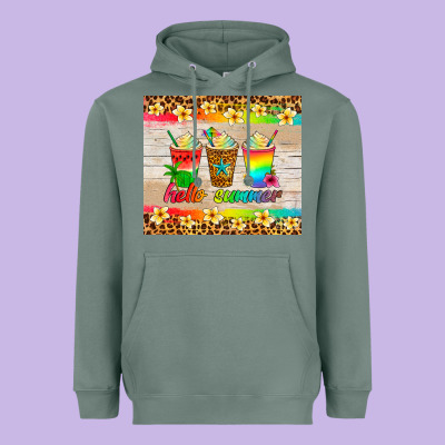 Hello Summer Ice Coffee Heavyweight Hoodie Designed By Artiststas
