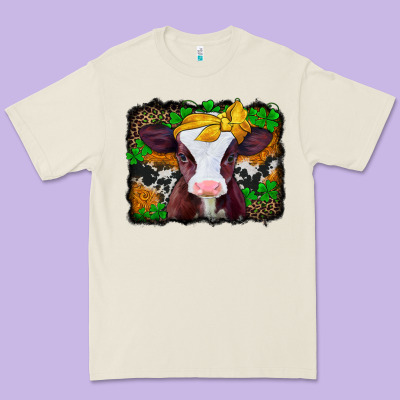 St Patricks Baby Cow With Leopard Background Premium Tee Designed By Jasminsmagicworld