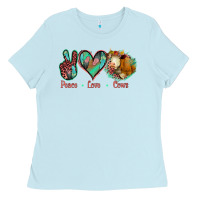 Baby Blue Peace Love Cows Ladies Tee - Bettercallsaul