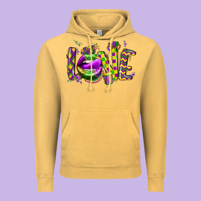 Mardi Gras Love Lips Vintage Hoodie Designed By Cowgirlartshop
