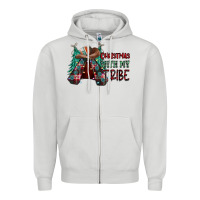 Dove Grey Christmas with tribe Zipper Hoodie - CowhideDigitalArt