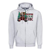 Heather Grey Christmas with tribe Zipper Hoodie - CowhideDigitalArt