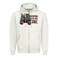Oatmeal Heather Christmas with tribe Zipper Hoodie - CowhideDigitalArt