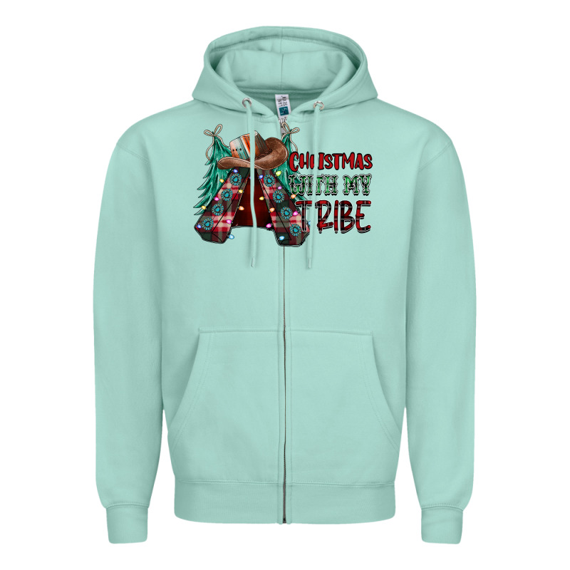 Christmas With Tribe Zipper Hoodie by CowhideDigitalArt | Teevron