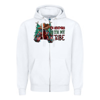 White Christmas with tribe Zipper Hoodie - CowhideDigitalArt