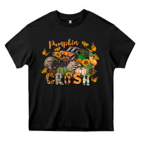 Black pumpkin crush truck Heavy Core Tee - LillyAllenDesigns
