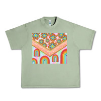 Oil Green hippie rainbow and daisy Urban Heavy Tee - TumblerDesignByShophia