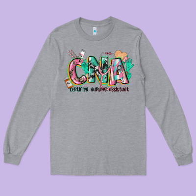 Certified Nursing Assistant Long Sleeve Tee Designed By Cowgirlartshop