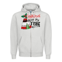 Dove Grey Christmas with my tribe boho Zipper Hoodie - CowhideDigitalArt