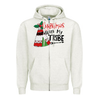 Oatmeal Heather Christmas with my tribe boho Zipper Hoodie - CowhideDigitalArt