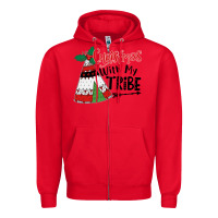 Red Christmas with my tribe boho Zipper Hoodie - CowhideDigitalArt