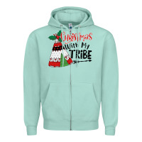 Seafoam Christmas with my tribe boho Zipper Hoodie - CowhideDigitalArt