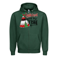 Sports Green Christmas with my tribe boho Zipper Hoodie - CowhideDigitalArt