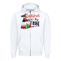 White Christmas with my tribe boho Zipper Hoodie - CowhideDigitalArt