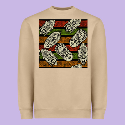 African Mask Seamless Pattern Heavyweight Sweatshirt Designed By Bundleandbundleshop