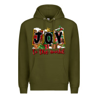 Army Green Joy To The World Premium Hoodie - FaDigitalArtStudio