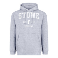 Heather Grey Stowe Vermont Vt Vintage Athletic Sports Heavyweight Hoodie - minhPixels