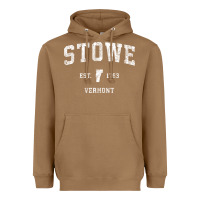 Toasted Coconut Stowe Vermont Vt Vintage Athletic Sports Heavyweight Hoodie - minhPixels