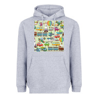 Heather Grey Planes, Trains, and Automobiles pattern Chiffon Top Heavyweight Hoodie - minhPixels