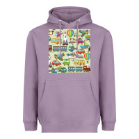 Lavender Planes, Trains, and Automobiles pattern Chiffon Top Heavyweight Hoodie - minhPixels