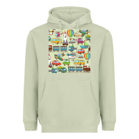 Matcha Planes, Trains, and Automobiles pattern Chiffon Top Heavyweight Hoodie - minhPixels