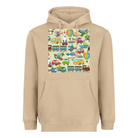 Mushroom Planes, Trains, and Automobiles pattern Chiffon Top Heavyweight Hoodie - minhPixels