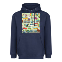 Planes, Trains, And Automobiles Pattern Chiffon Top Heavyweight Hoodie | Teevron