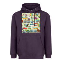 Plum Planes, Trains, and Automobiles pattern Chiffon Top Heavyweight Hoodie - minhPixels