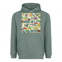 Sage Planes, Trains, and Automobiles pattern Chiffon Top Heavyweight Hoodie - minhPixels