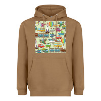 Toasted Coconut Planes, Trains, and Automobiles pattern Chiffon Top Heavyweight Hoodie - minhPixels