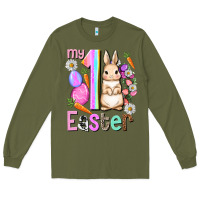 Army Green My first Easter Girl Easter Day Long Sleeve Tee - HowdyJamesFarm