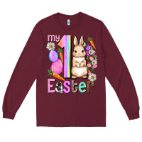 Burgundy My first Easter Girl Easter Day Long Sleeve Tee - HowdyJamesFarm