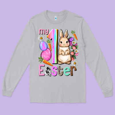 My First Easter Girl Easter Day Long Sleeve Tee Designed By Howdyjamesfarm