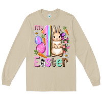 Mushroom My first Easter Girl Easter Day Long Sleeve Tee - HowdyJamesFarm