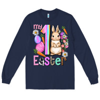 Navy My first Easter Girl Easter Day Long Sleeve Tee - HowdyJamesFarm