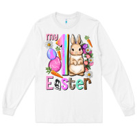 White My first Easter Girl Easter Day Long Sleeve Tee - HowdyJamesFarm