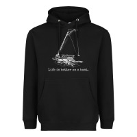Black Life Is Better On A Boat Sailboat Sketch Cool Sailing Gifts Heavyweight Hoodie - minhPixels