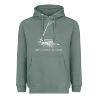 Sage Life Is Better On A Boat Sailboat Sketch Cool Sailing Gifts Heavyweight Hoodie - minhPixels
