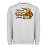 Heather Grey autumn leaves and pumpkins please Heavyweight Sweatshirt - BundleAndBundleShop