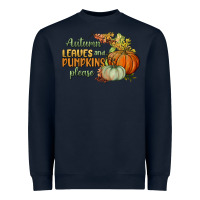 Navy autumn leaves and pumpkins please Heavyweight Sweatshirt - BundleAndBundleShop