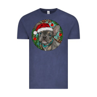 Vintage Denim Frenchie Christmas Vintage Tee - RanaPortraitStore