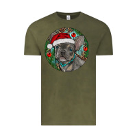 Vintage Olive Frenchie Christmas Vintage Tee - RanaPortraitStore