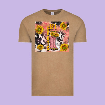 Cowgirl Boots Sunflower Vintage Tee Designed By Tumblerdesignbyshophia