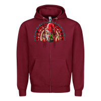 Burgundy festive gnome with gifts Zipper Hoodie - CowhideDigitalArt
