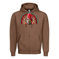 Chestnut festive gnome with gifts Zipper Hoodie - CowhideDigitalArt