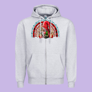 Festive Gnome With Gifts Zipper Hoodie Designed By Cowhidedigitalart