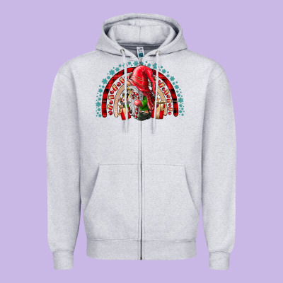 Festive Gnome With Gifts Zipper Hoodie Designed By Cowhidedigitalart