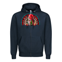 Navy festive gnome with gifts Zipper Hoodie - CowhideDigitalArt